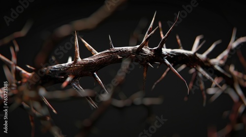 Crown of Thorns: Symbol of Christianity and Easter, Isolated with Sharp Thorns in 16:9 Aspect Ratio