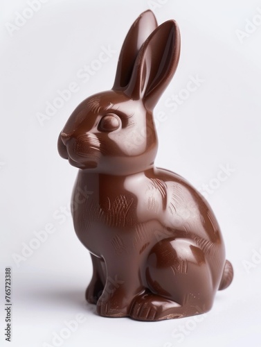 Cute Chocolate Bunny for Easter Candy and Confectionery Treats on White Background