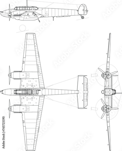 Plane outline blue print vector eps for laser engraving cnc, laser engraving, cutting, cricut, cnc router file