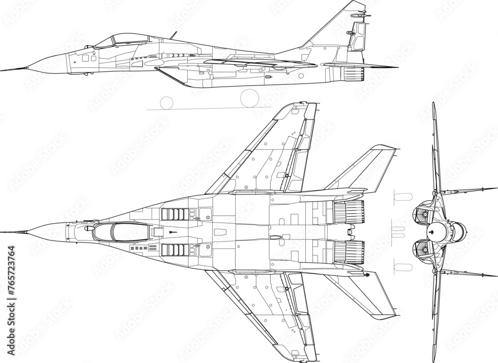 Mikoyan_MiG-29_3-view-SVG VECTOR FILE.eps