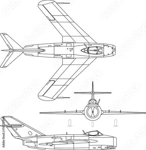 Plane outline blue print vector eps for laser engraving cnc, laser engraving, cutting, cricut, cnc router file