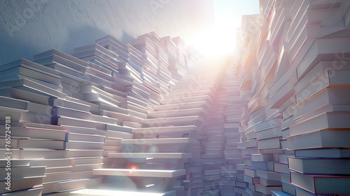 Illustration of a Book Ladder Representing Educational Progress