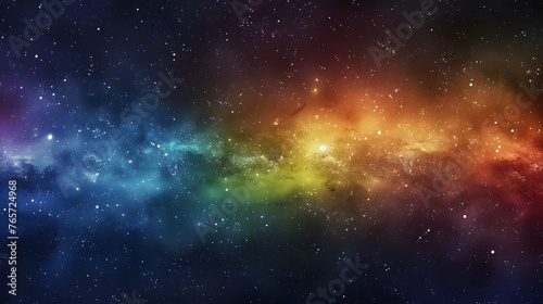 Dynamic space backdrop showcasing nebula and stars with rainbow colors, night sky and colorful milky way