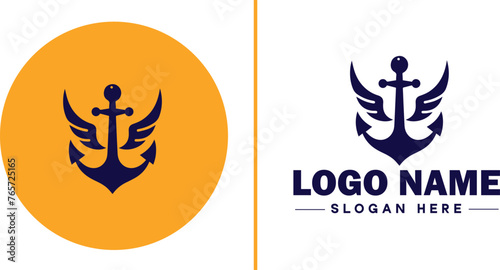 Anchor logo icon vector for Ship Yacht Luxury marine anchor icon logo template