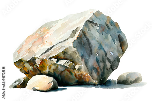 water color Big stones isolated  on an isolated transparent background