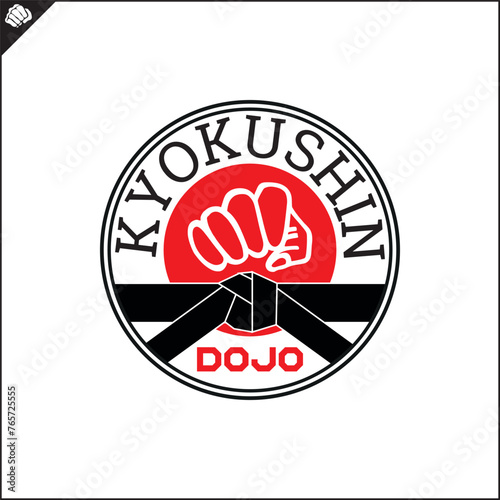 Martial arts, kyokushin karate colored symbol, logo creative design emblem. Vector