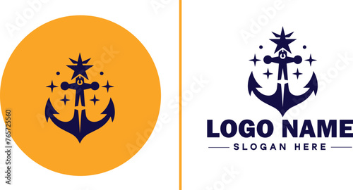 Anchor logo icon vector for Ship Yacht Luxury marine anchor icon logo template