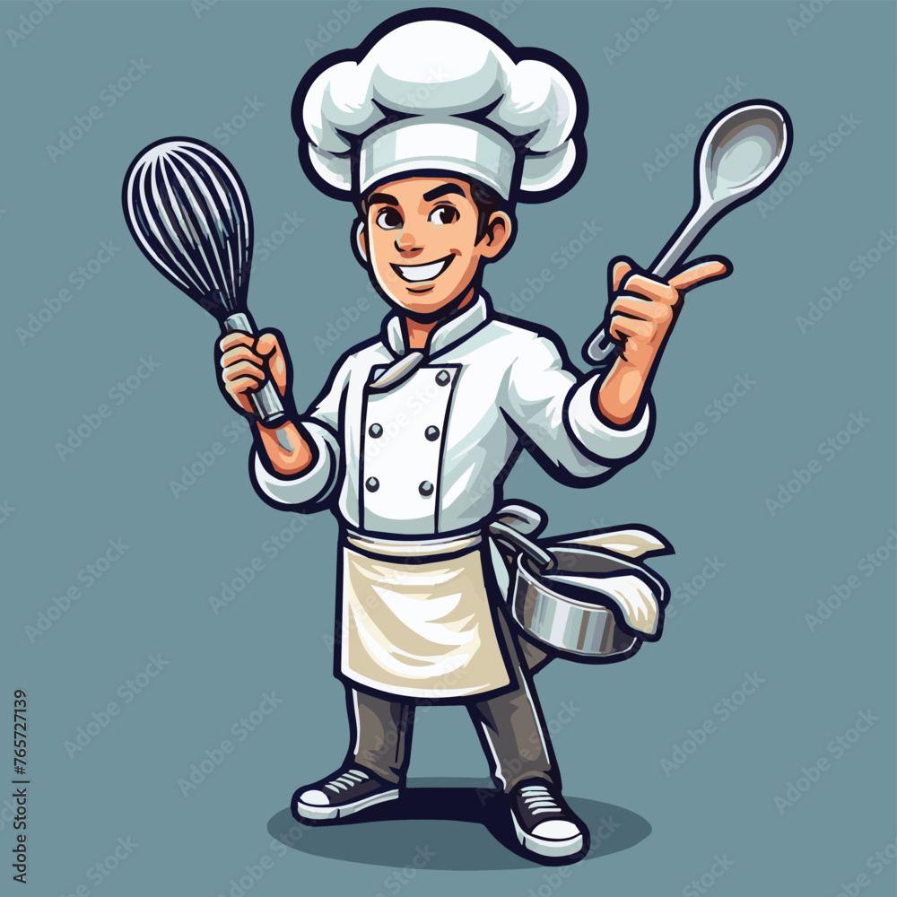 Naklejka premium Adobe IllusA vector illustration of a chef poses