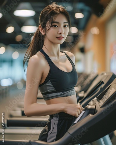 Asian woman at the gym. Concept of healthy lifestyle.