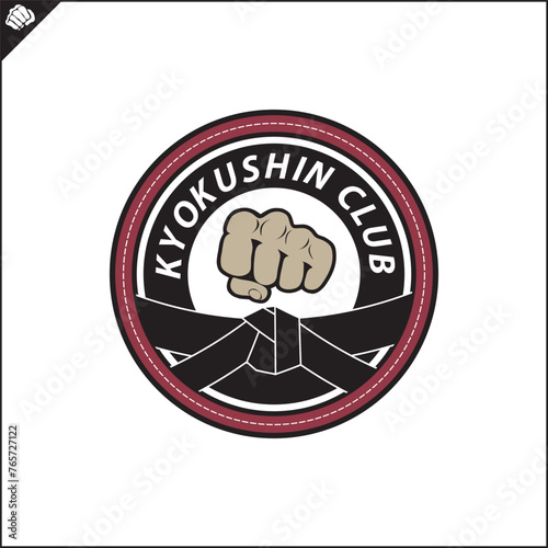 Martial arts, kyokushin karate colored symbol, logo creative design emblem. Vector