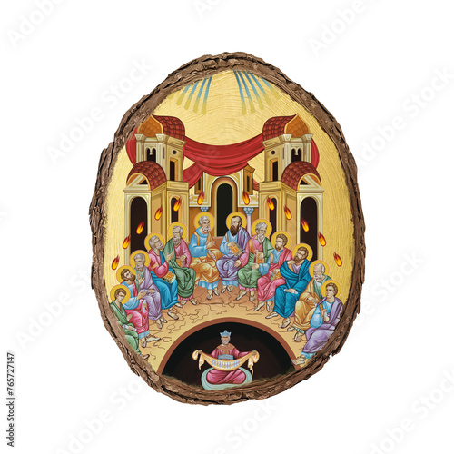 Obraz na plátně Christian vintage illustration of Pentecost