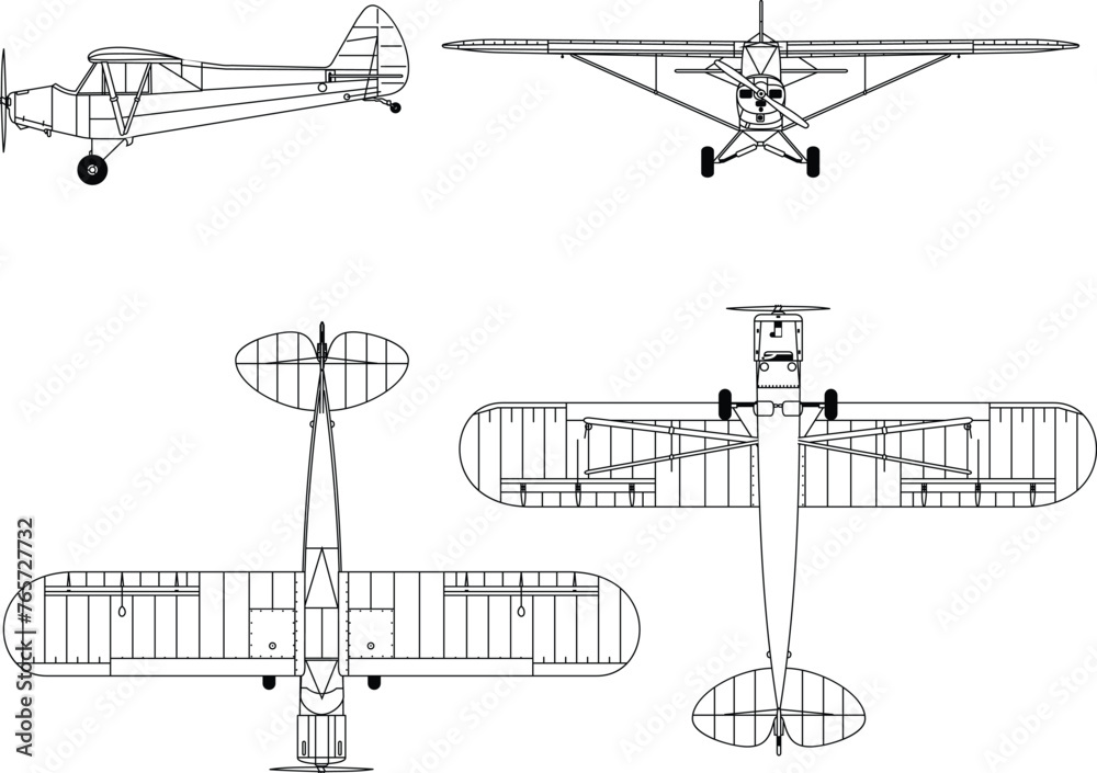 Piper_PA-18_Super_Cub_3-view-svg vector file.eps Piper_PA-18_Super_Cub_3-view-svg vector file.eps