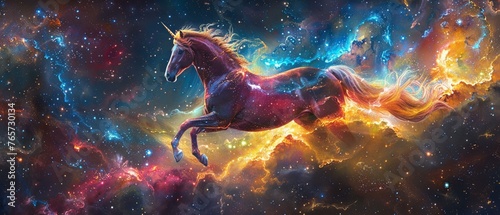 Galactic horse, nebula pattern, cosmic equine beauty
