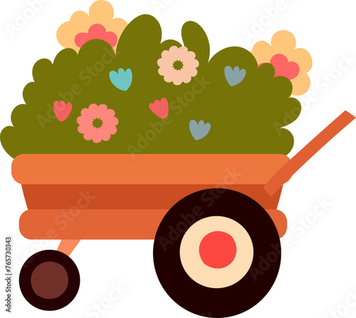 Summer gardening flowers at home nature cute vector illustration
