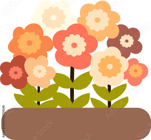 Summer gardening flowers at home nature cute vector illustration