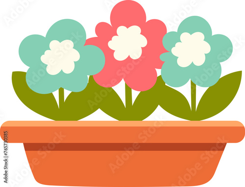 Summer gardening flowers at home nature cute vector illustration