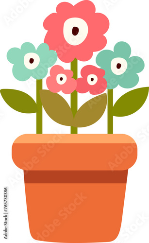 Summer gardening flowers at home nature cute vector illustration