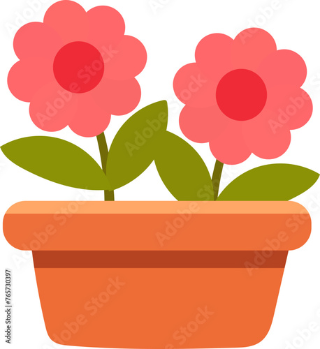 Summer gardening flowers at home nature cute vector illustration