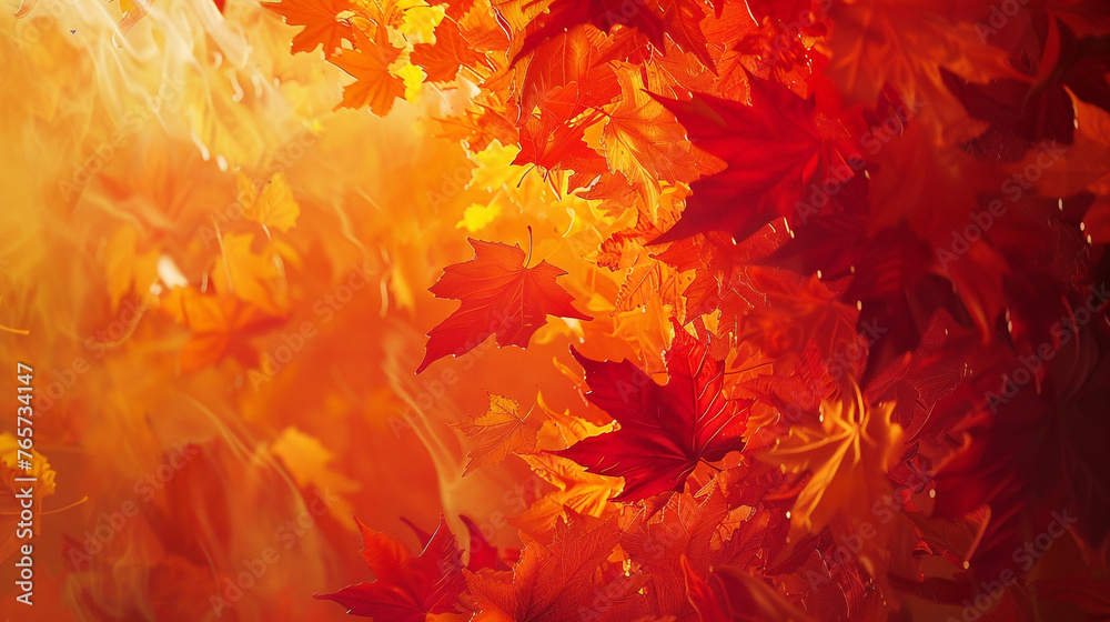 Abstract art with a theme of autumn leaves in orange, red, and yellow. , Abstract art with a theme of autumn leaves in orange, red, and yellow. ,