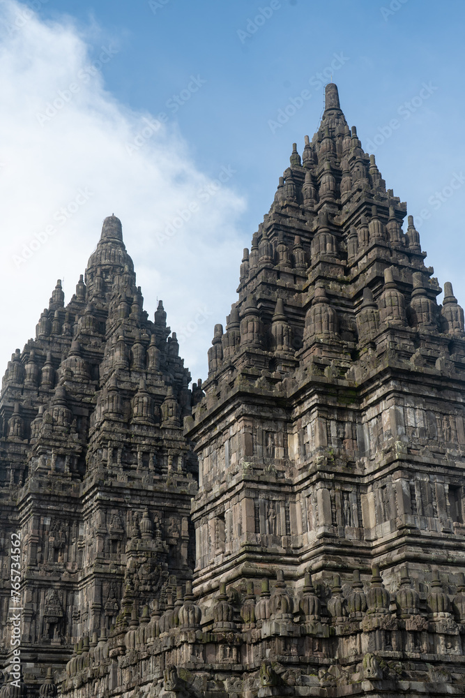 Close-up View of Prambanan Temple, a Hindu Temple in Indonesia Close-up View of Prambanan Temple, a Hindu Temple in Indonesia