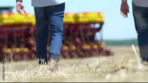 Farmers walking in the field