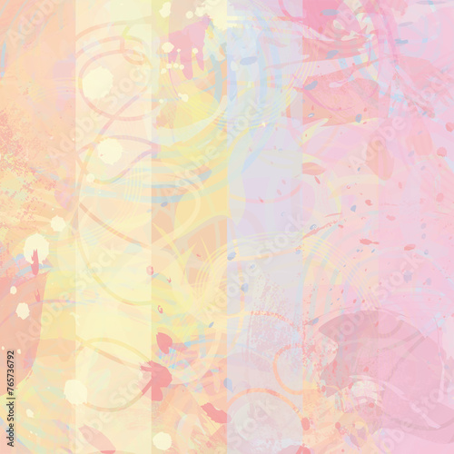 Abstract illustration, colorful rainbow digital painting. Square background.