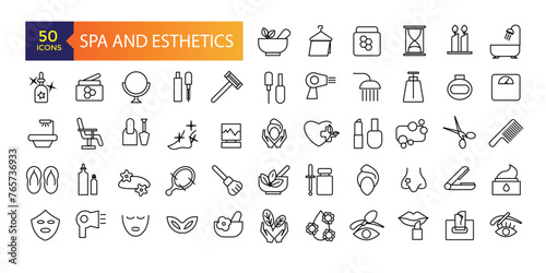 Beauty and Spa icon. Cosmetics services icons for ui. Spa treatments, skin care,Wellness, relaxation, health, exercise, yoga, spa, diet, wellbeing.