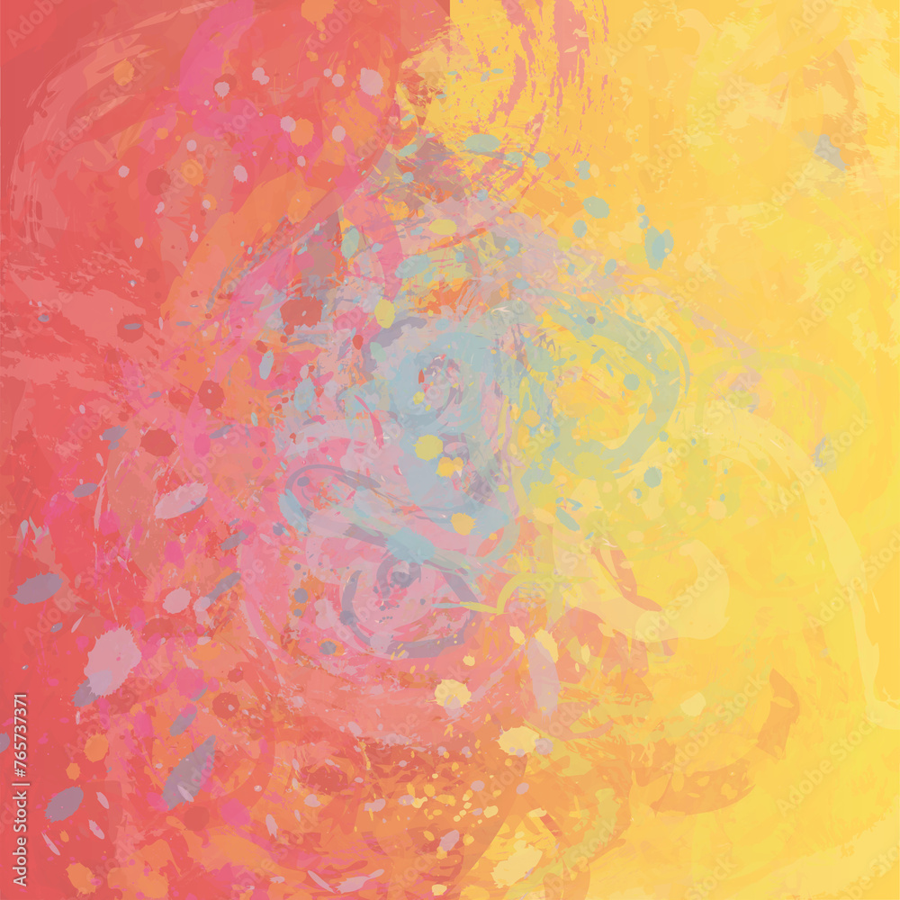 Abstract illustration, colorful rainbow digital painting. Square background.