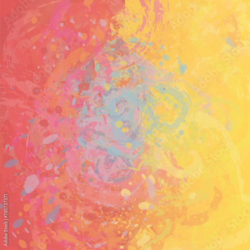 Abstract illustration  colorful rainbow digital painting. Square background.