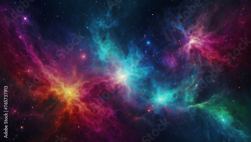 Abstract multicolored background resembling the vastness and beauty of the galaxy and cosmos.