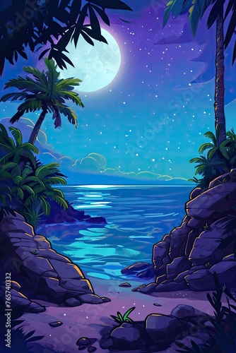 a night time landscape of the coast
