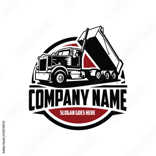 Dump truck company ready made logo template set vector isolated. Best for trucking and freight related industry.
