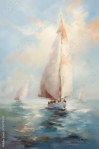 Sailboats Racing on the Water: Capturing Motion through Impressionism