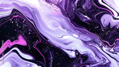Modern abstract digital glitch in a mix of neon purple, black, and white. ,