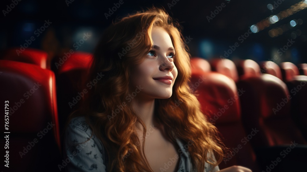 Beautiful young woman in a cinema Beautiful young woman in a cinema