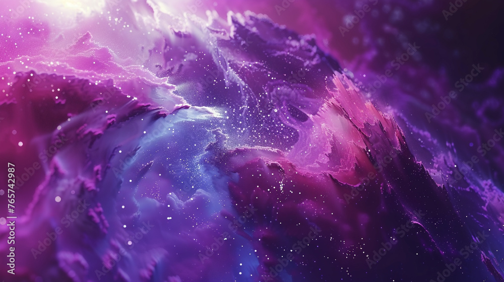 Stylized abstract interpretation of a galaxy in purples, blues, and pinks. , - obrazy, fototapety, plakaty 