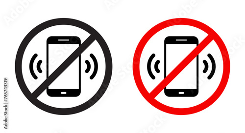 No ringing phone area sign icon vector. Turn off mobile phone symbol