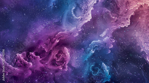 Stylized abstract interpretation of a galaxy in purples, blues, and pinks. ,