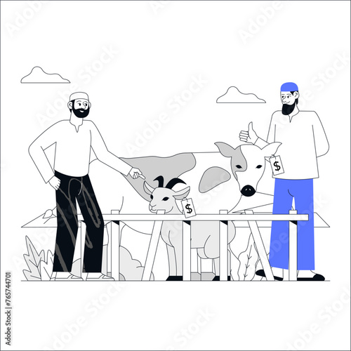 Man buy a goat and cow for Eid al Adha