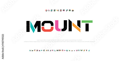 Geometric font color art alphabet, abstract decorative letters set. Overlay colorful type for modern logo, headline, bright lettering and poster typographic. Minimal style vector typography design