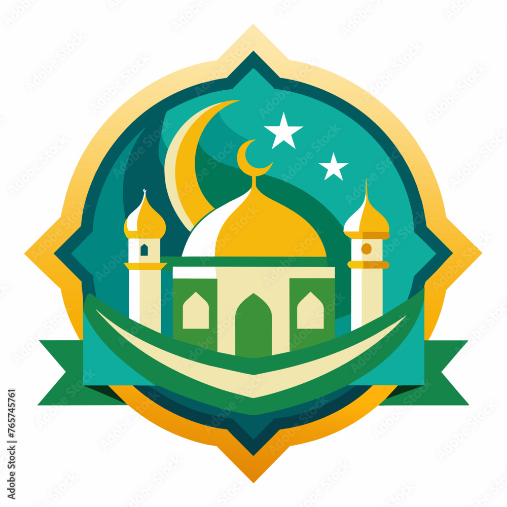 EID FESTIVAL VECTOR IMAGES ICON DESIGN, MOSQUE MOON STAR  TEXT 