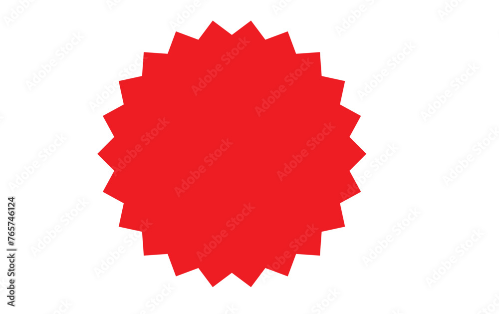Red starburst, sunburst, burst, badge, sticker, stamp, seal or label, flat vector icon, design element. Red starburst, sunburst, burst, badge, sticker, stamp, seal or label, flat vector icon, design element.