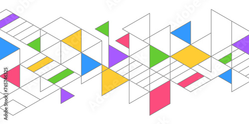 Abstract geometric background made of lines. Isometric squares. Technological drawing. Vector illustration .