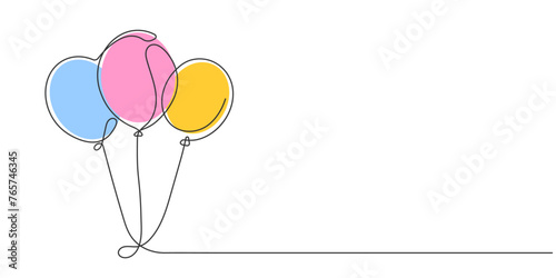 Air balloons . One line drawing. Holiday. Vector illustration.