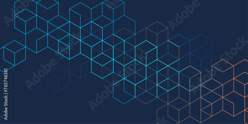 Technical drawing background . Geometric lines and squares. Technology Banner. Vector illustration .