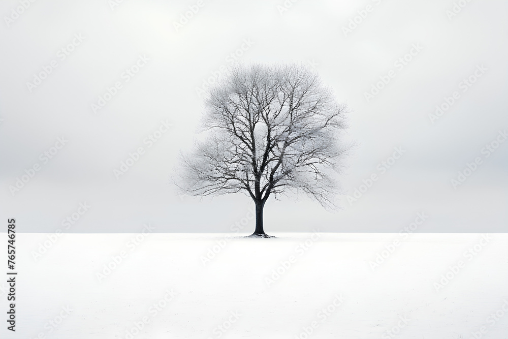 Minimalist Winter: The Solitude of Trees and Whiteness of Snow