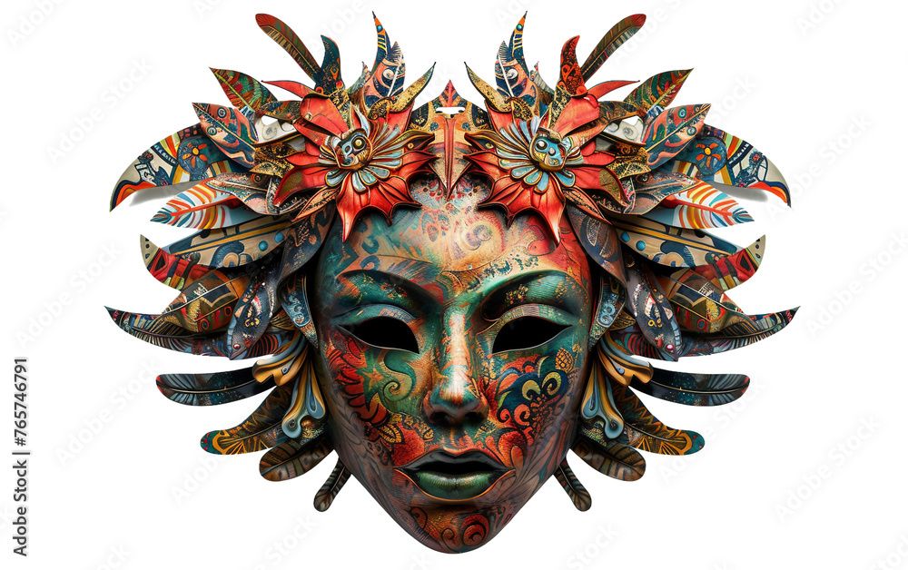 An Exotic Carnival Mask Celebrating Animals Isolated on Transparent Background.