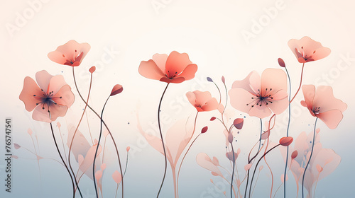 A chic and minimalist floral design, with stylized flower forms and gentle color gradients, perfect for a modern aesthetic background Ai Generative
