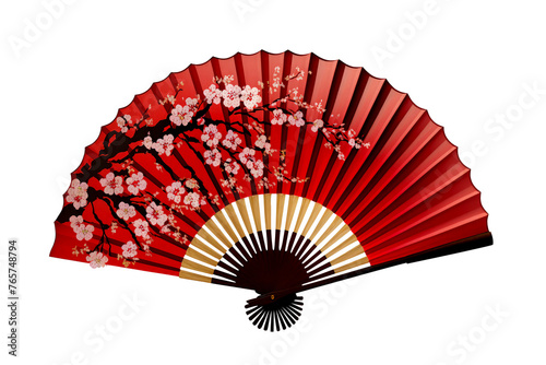 Folding fan isolated on the transparent background