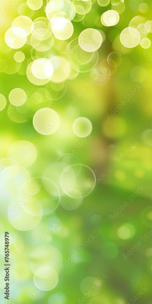 Luminous Green Bokeh: Abstract Background with Soft Light Circles